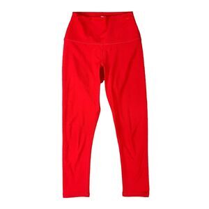 TSLA Crop Legging Women XS Extra Small Red High Rise Stretch Workout Pull On